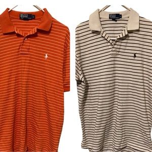 Polo Ralph Lauren Men’s lot of 2 Striped Pony logo polo shirts Size Large